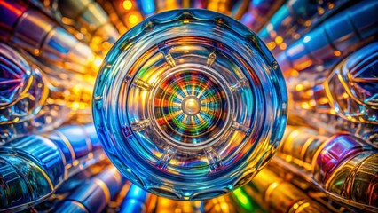 Poster - Aerial View of a Clear Plastic Bottle's Interior, Capturing Intricate Light Patterns and Unique Structures Within the Bottle