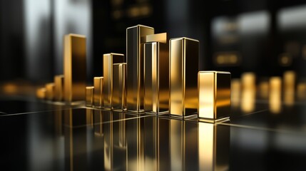 Leinwandbilder - Abstract Golden Bar Graph Representation of Financial Growth