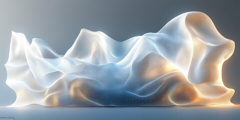 Poster - Abstract Fluid Wave Gray Background Design Element Generative Art Modern Lines