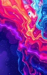 Wall Mural - Vibrant Cosmic Swirls Abstract Art Galaxy Design