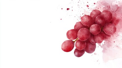 Aufkleber - Single red grape cluster in a medium close-up, surrounded by soft brushstrokes and vibrant colors, ideal for organic food presentations and graphics