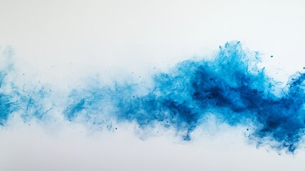 Leinwandbilder - A medium close-up captures a single wave of vibrant blue, gracefully flowing across a clean white surface, evoking calm and dynamic energy with ample copy space