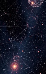 Wall Mural - Celestial Network Illuminated Stars And Planets