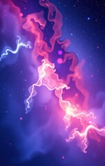 Wall Mural - Abstract Cosmic Nebula Pink Purple Lightning Space