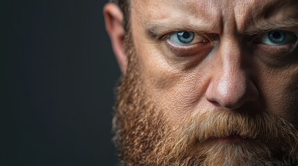 Poster - A man with braided hair and a neatly groomed beard presents a serious expression, his intense gaze capturing attention against a soft, neutral backdrop