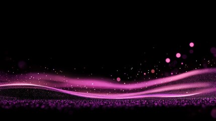 Poster - A stunning flow of shimmering purple particles glides gracefully across a dark backdrop, with tiny glowing stars scattered throughout, enhancing its enchanting effect