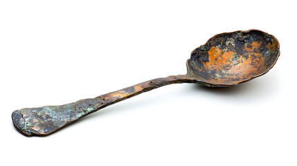 Antique Rusted Copper Spoon, Old Vintage Utensil, History Relic