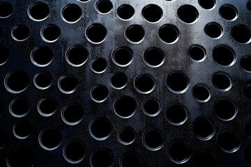 Poster - Background with black circle pattern on dark grey texture.