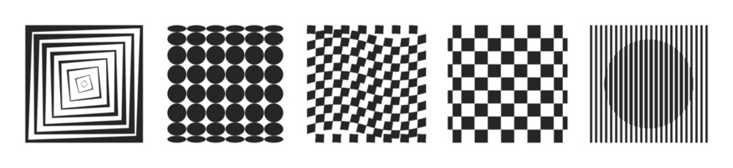 Aufkleber - Geometric square with visual effect. Vector Memphis style graphics element, optical illusion design for decoration elements. Circles or round shapes silhouettes. Modern typography decor