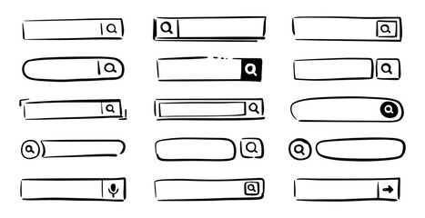 Poster - Search boxes in various shapes, isolated oval and rectangle frames for looking for info over internet. Vector research form templates for websites and ui interface. Address and navigation bar icons