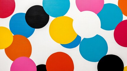 Poster - Colorful painting of many different colored circles. The circles are of various sizes and colors, and they are arranged in a way that creates a sense of movement and energy. The painting is abstract