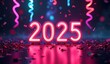 © Muhammad - A glowing neon sign reading '2025' in vibrant colors