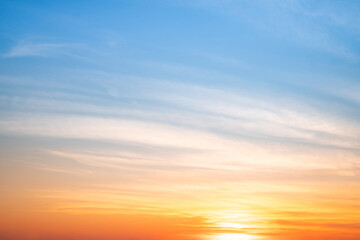 Wall Mural - sky,sunset, beautiful , luxury soft gradient orange gold clouds and sunlight on the blue sky perfect
