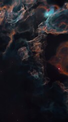 Wall Mural - Vertical Shot of Orbiting a Large Red Purple and Green Gaseous Nebula