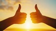 © Blackmint Studio - Hands giving thumbs up in front of a beautiful sunset