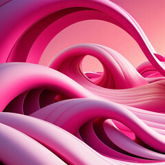 Poster - Swirling Pink Abstract Pattern Showcasing Smooth Curves and Vibrant Colors in a Dynamic Design