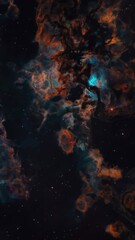 Wall Mural - Vertical Shot of Approaching a Large Red Purple and Green Gaseous Nebula