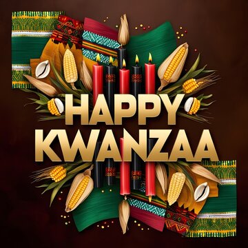 Bold Kwanzaa Typography with Traditional Motifs and Rich African Heritage