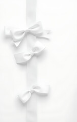 Poster - White ribbon bows are intricately tied together against a plain white backdrop creating a serene and elegant visual effect overall._00001_