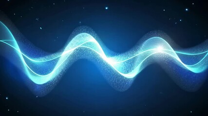 Poster - abstract blue glowing line background with light effect on a dark black background.
