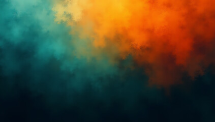 Poster - Vibrant teal and orange hues blend with a textured black background in an abstract gradient pattern._00001_