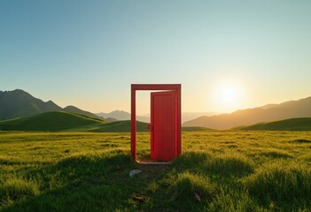 Canvas Print - door in a field