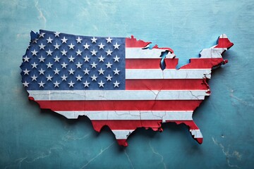 Poster - American Flag Map Outline Design for Mobile Concepts and Web Design Featuring a Linear Style Representation of the United States with a Flag Theme for Creative Projects and Digital Applications