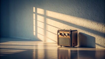 Poster - Ancient Reverb and Its Shadow on a White Wall Captured in Tilt-Shift Photography Style for Artistic and Unique Perspectives