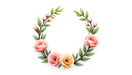 Poster - ing wreath design with flowers rendered in a realistic style using generative artificial intelligence techniques on a transparent PNG background._00001_