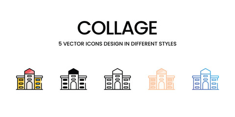 Collage icons set in different style vector stock illustration