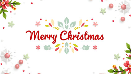 Aufkleber - Colorful merry Christmas vector graphic features festive holiday elements on a white background for use in design projects online._00001_