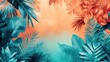 © nurissetiabudi - A vibrant tropical background featuring lush, colorful foliage in shades of blue and orange. Ideal for design projects.