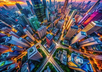 Poster - Architectural photography showcasing a striking building with distorted signal transitions, highlighting the contrast between modern design and technological interference in urban settings.