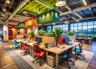 Poster - Architectural Photography Showcasing Modern Office Spaces Designed for Digital Marketing Strategies to Enhance Organic Traffic Through Social Media, Email, and Search Engines