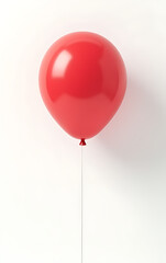 Poster - A red balloon is subtly positioned against a plain white background, creating an intriguing visual effect by generative AI._00001_
