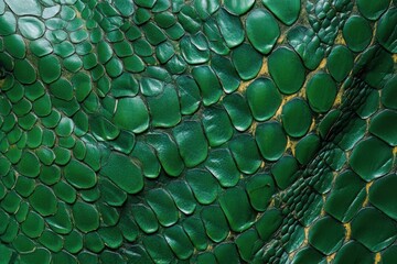 Aufkleber - A close-up of the scales on an emerald green snake's body, each scale detailed with intricate patterns and textures that give it depth and realism.