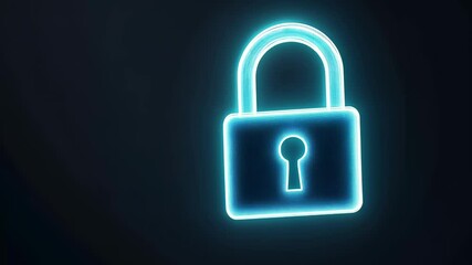 Aufkleber - Futuristic Digital Lock Icon Glowing in Blue on Dark Background Representing Security and Protection