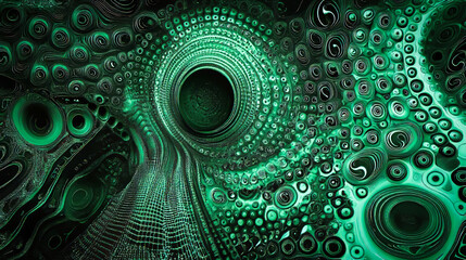 Poster - A pulsating mosaic of green data technology, digital high tech concept