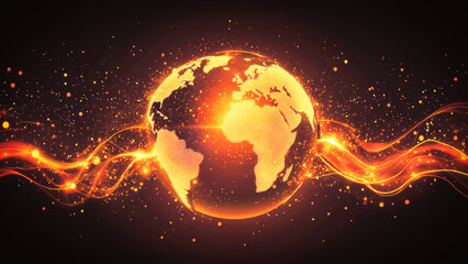 Poster - Futuristic planet Earth network, internet and technology concept