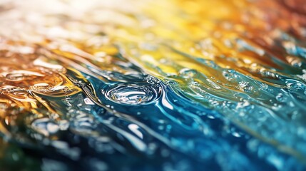 Aufkleber - Colorful wavy liquid surface with bubbles reflecting light