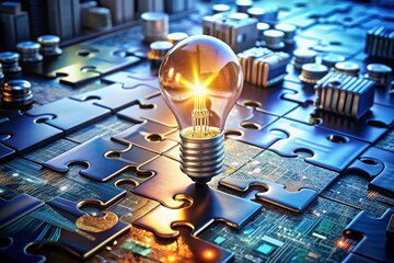 Poster - assembling the future of innovation: a conceptual jigsaw puzzle representing high-tech business idea