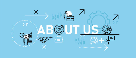 Aufkleber - about us company profile corporate identity web header information design with icon outline