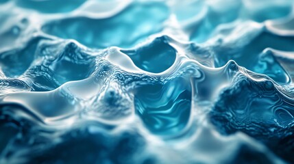 Poster - Abstract blue liquid surface creating wavy pattern