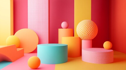 Poster - Colorful geometric shapes creating an abstract background for product placement