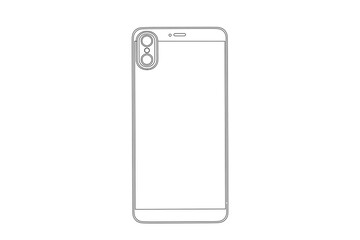 Poster - Smartphone outline design with dual camera and minimalist frame, clean white background, digital tech concept for virtual product layout. 3D Rendering.