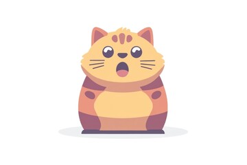 Wall Mural - A cute cartoon cat with a surprised expression, designed for playful visuals.