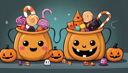 Generated image Cute trick or treat bags with sweets