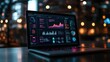 © Lion - Digital display of energy-efficient devices on a laptop screen dark background modern smart technology concept