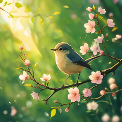 Wall Mural - Small Bird in Spring