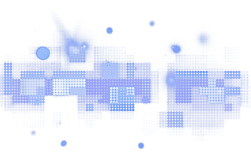 Poster - Abstract digital dots pattern in blue tones on a clean white background, with blurred effects. Concept of virtual and tech design. 3D Rendering.